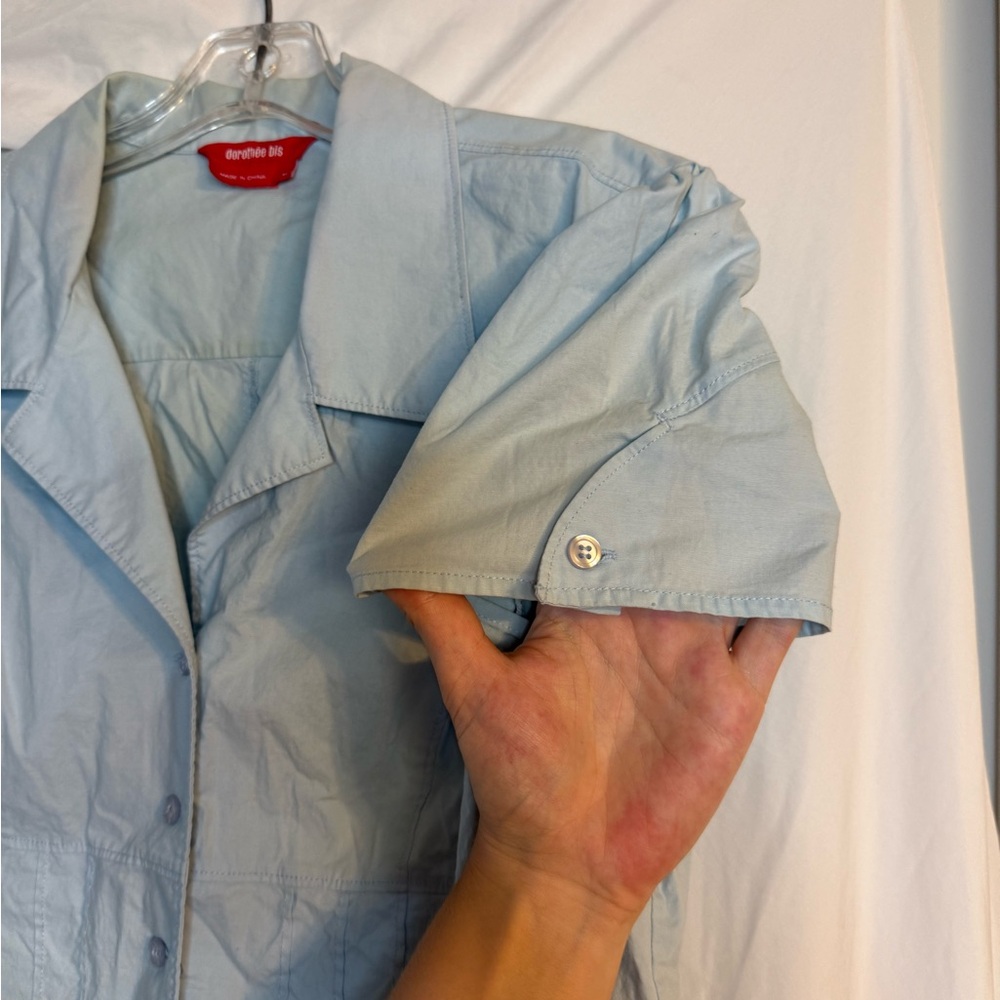 Dorothee Bis Women’s Blouse Medium | Light Blue Button-Down Women’s Blouse - Picture 6 of 10